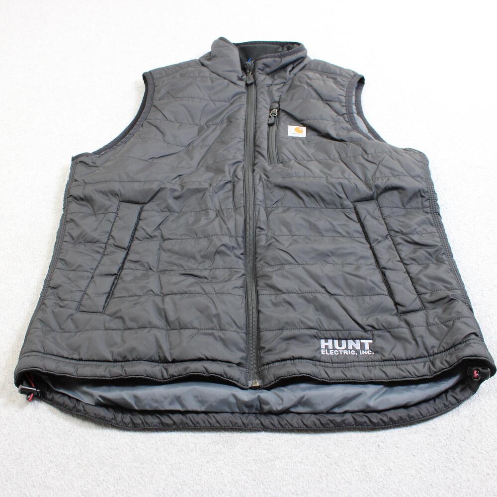Carhartt Vest Women Large Gray Rain Defender Quilted Hunt Electric Logo Outdoors